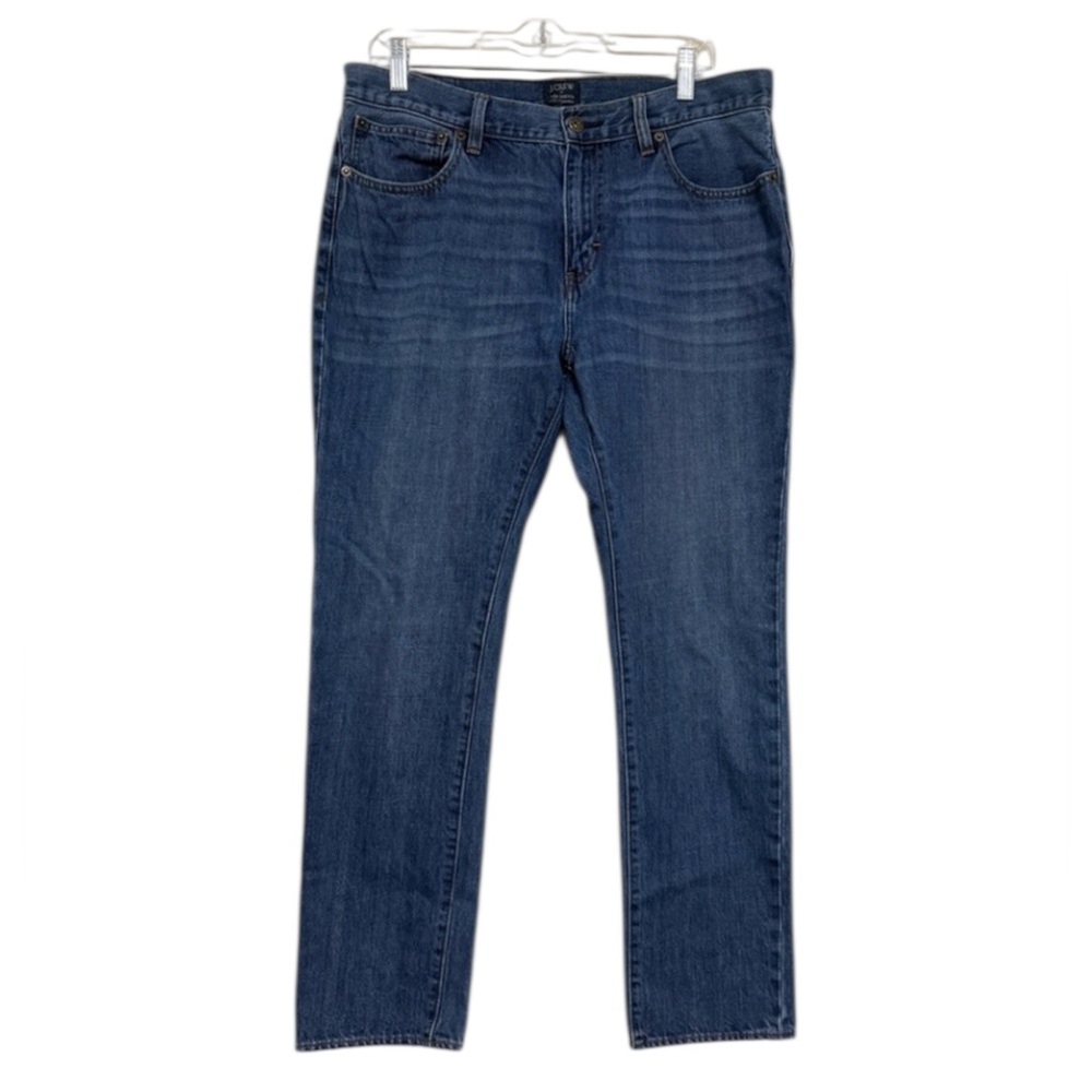 J CREW Jeans The Driggs Denim Whiskered Blue C9885 Straight Leg Men’s Size 34